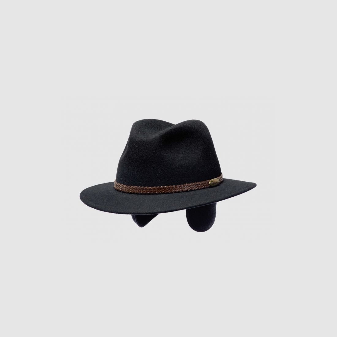 Cappello di feltro – Cappello schiacciabile che può essere arrotolato con protezione per le orecchie in nero