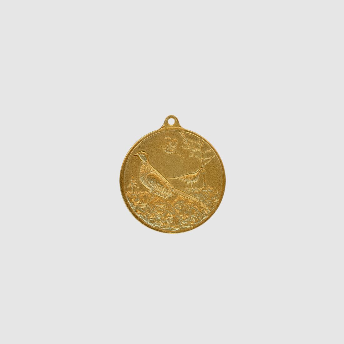 Jagdmedaille Fasan Gold - 40 mm mit Ring & Öse vergoldet