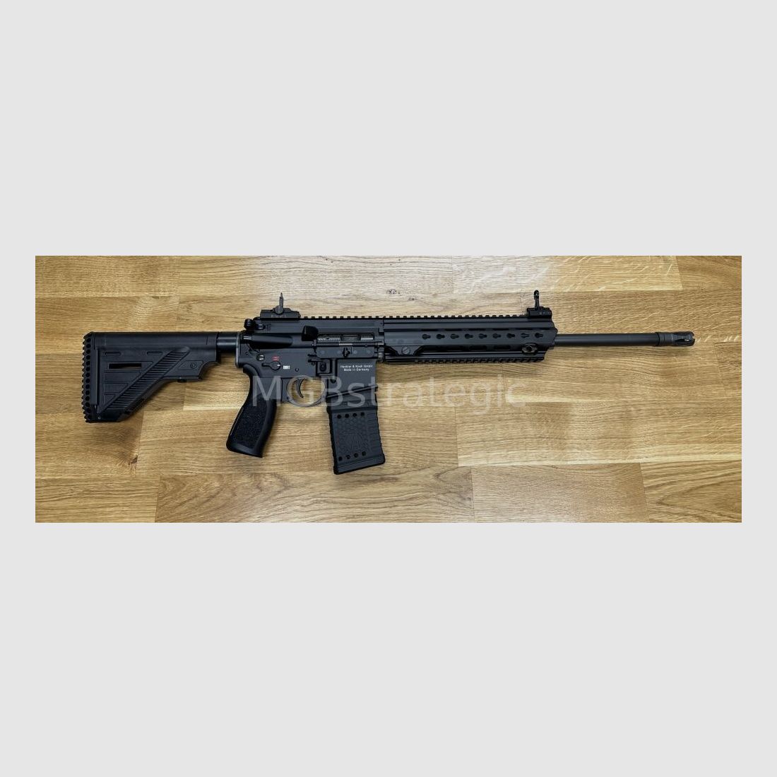 Heckler & Koch MR223 A3 Slim-Line 16,5" Lauf - halbautom. Büchse .223Rem sportlich zugelassen! - Das zivile H&K 416 - mit Original H&K Abzugs- und Schlagstück Pin mit extra Sicherung wie bei G95K + Original H&K QD End-Plate (doppelt neu verstemmt, siehe Foto)