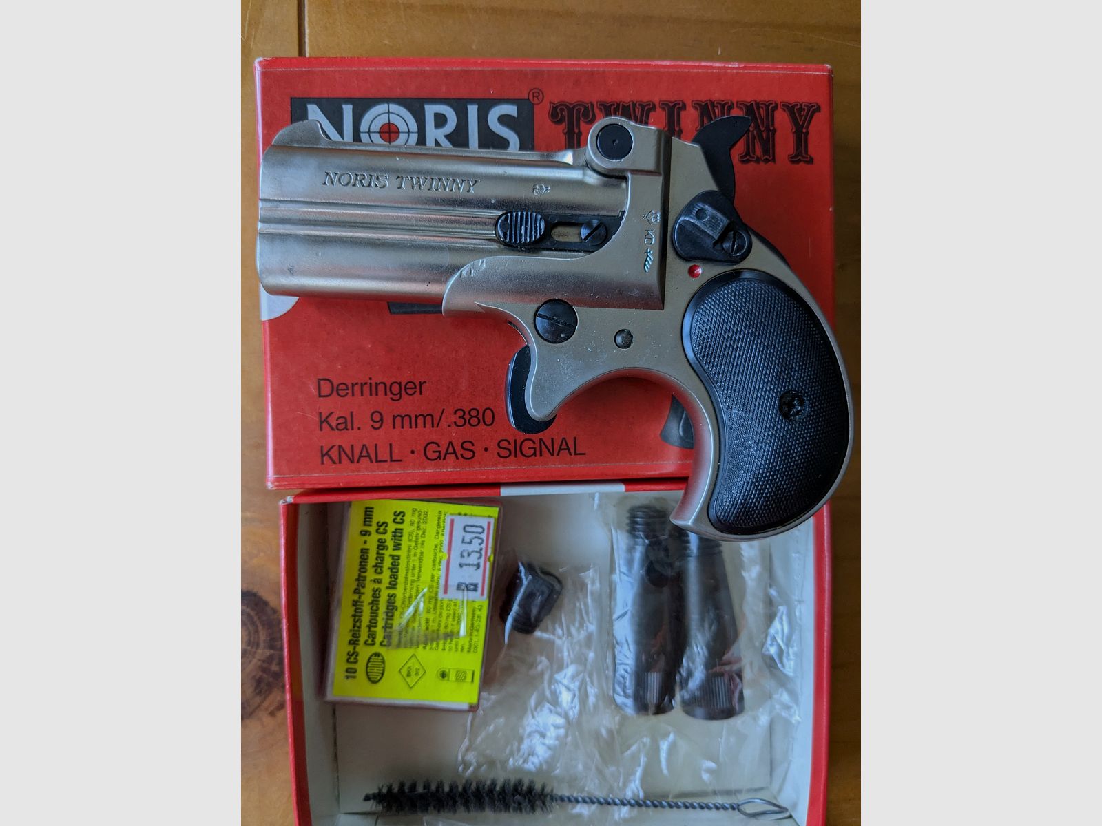 Noris Twinny Derringer Kal.9 mm Knall mit Zubehör, neuwertig