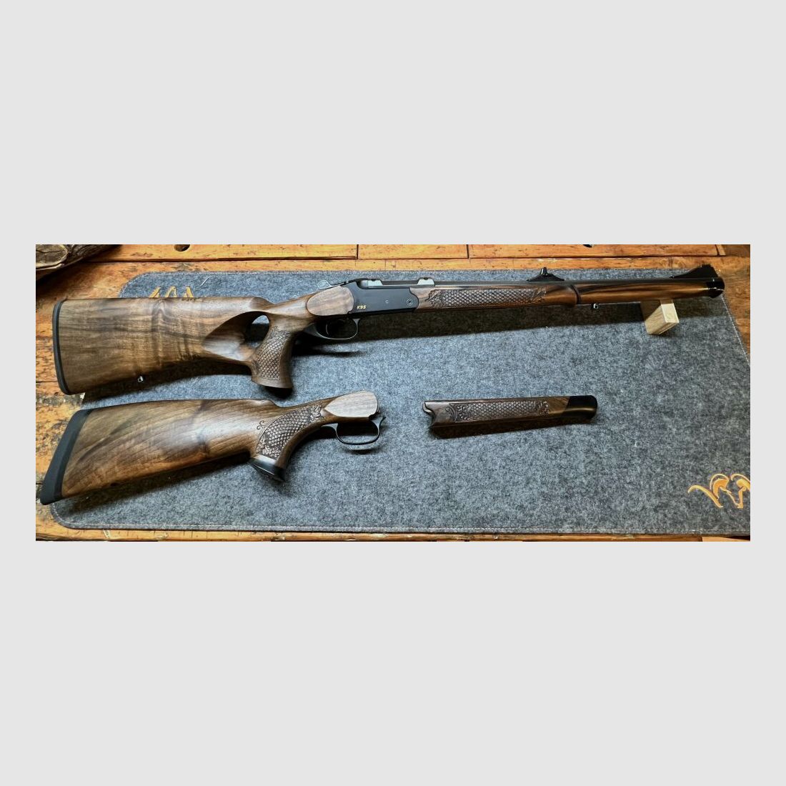 Blaser Kipplaufbüchse K95, Kal. .308Win, Stutzen, mit Holz-Lochschaft "Unik .308Win