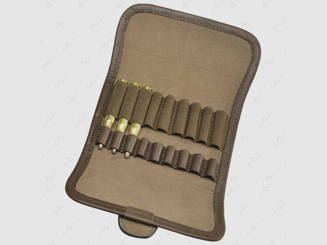 Étui à cartouches en cuir PISTEURS 9 balles grande chasse 3 volets, image 2 sur 2