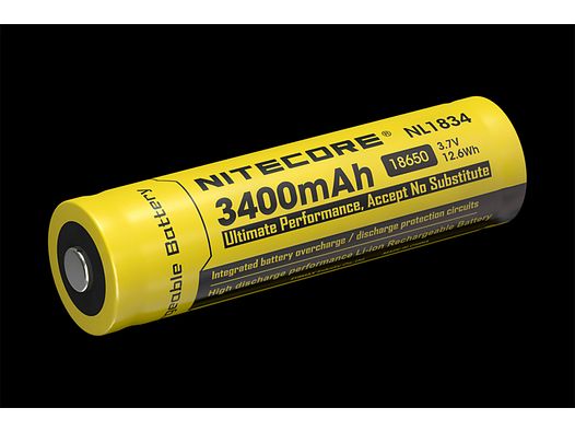 1 x NITECORE AKKU Li-Ion 18650 3400mAh NL1824 Nachtsichtgerät Stirnlampe HC60 HC68 HC65 ... Schutzsc