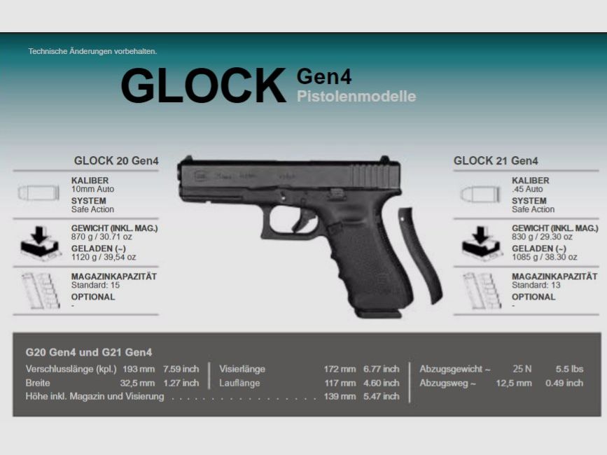 GLOCK Pistole Mod. 20 Gen4 10mmAuto Standard-Modell