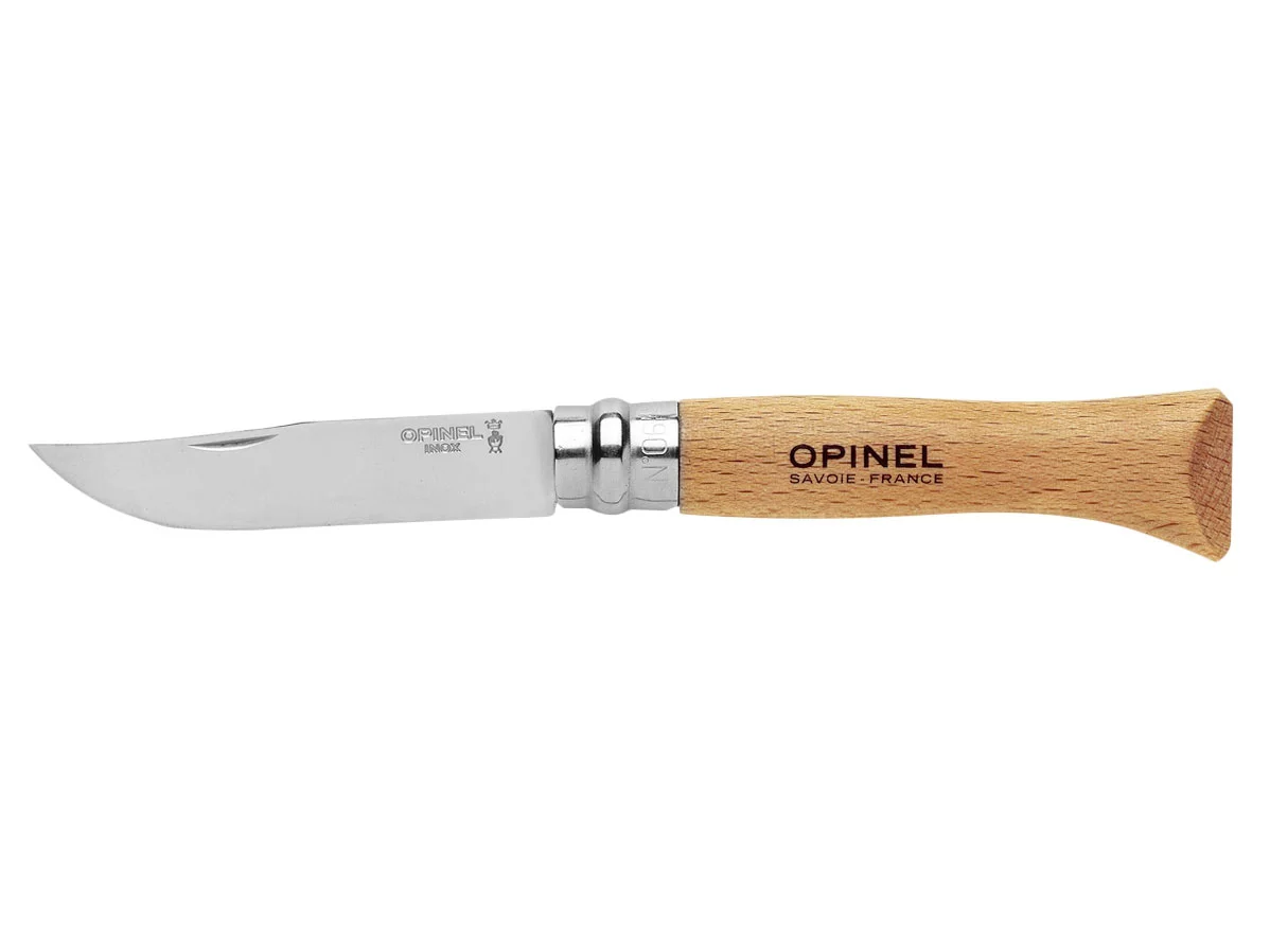 Cuchillo Opinel n.º 10 de acero inoxidable y haya (123100), imagen 2 de 4