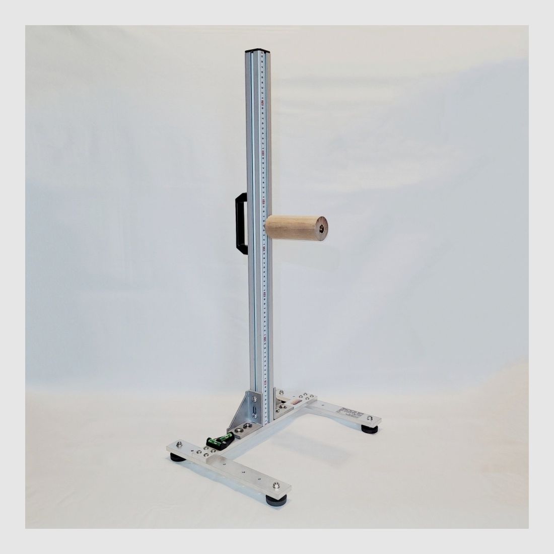 KGF Auflagestativ - Auflageständer Alu H-800-Pro mit Buchenholz-Auflage, Waage, Griff und Maßband