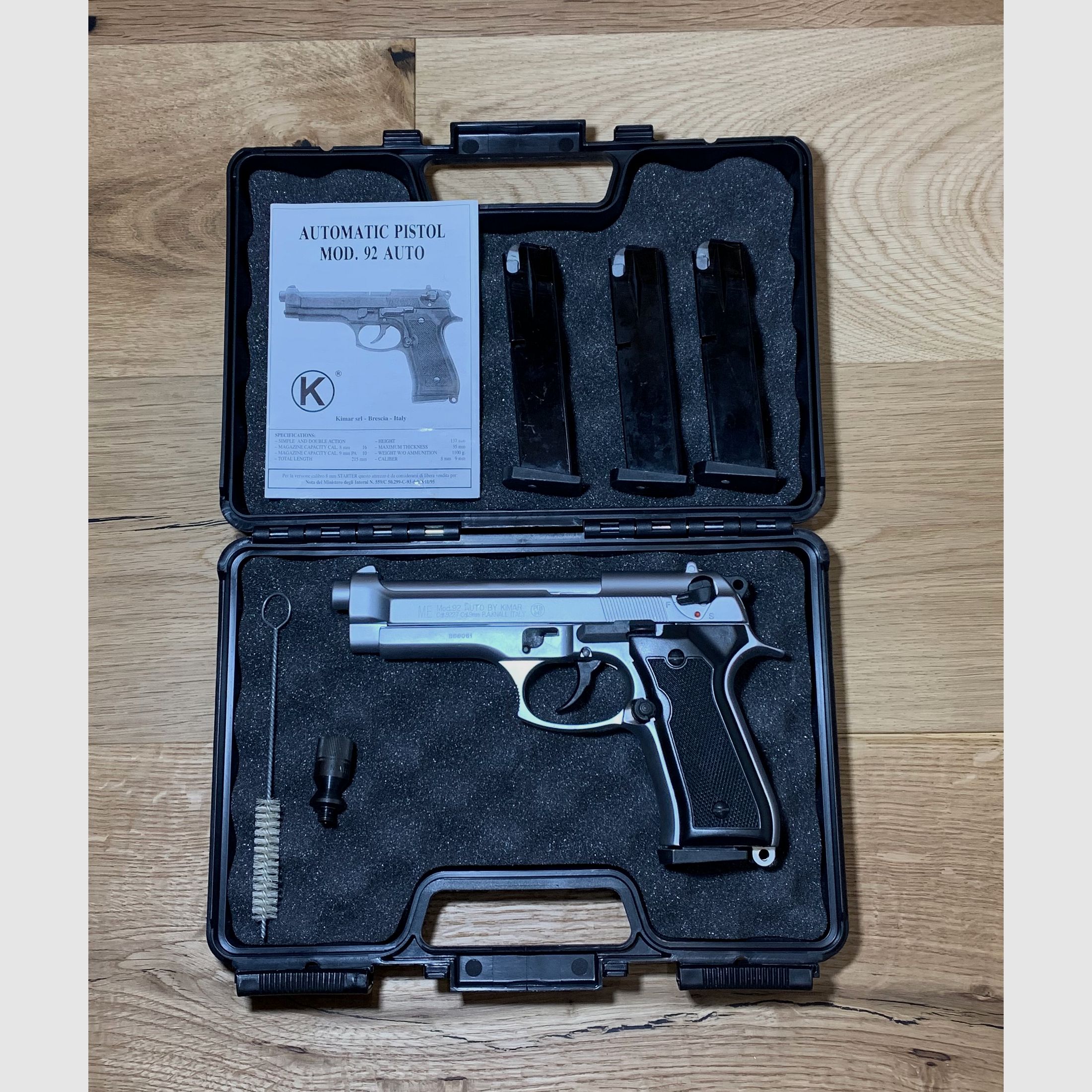 ME (Beretta) Mod. 92 signal pistol 9mm P.A.K. in matte silver by Kimar