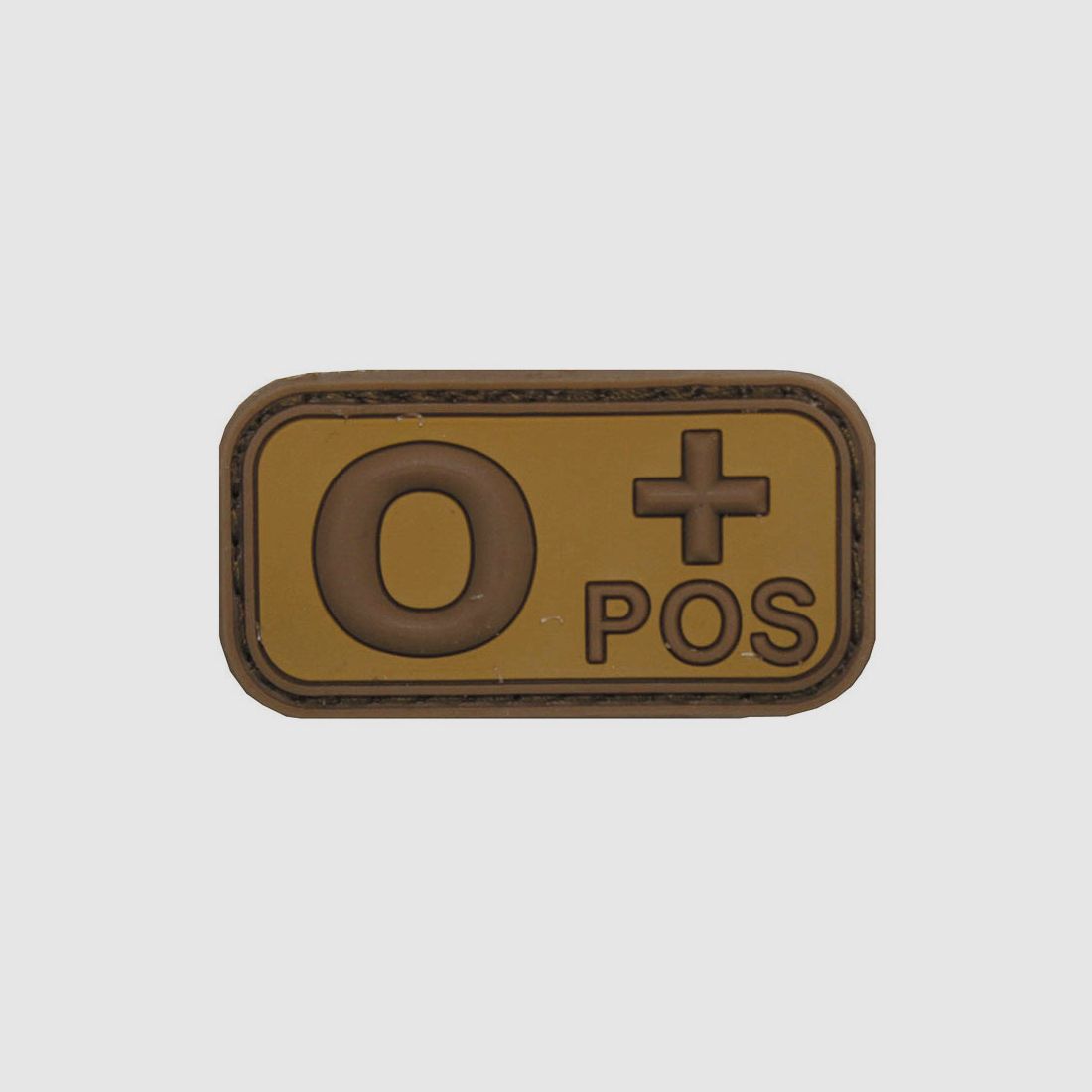Klett badge, brown/khaki, blood type "O POS", 3D