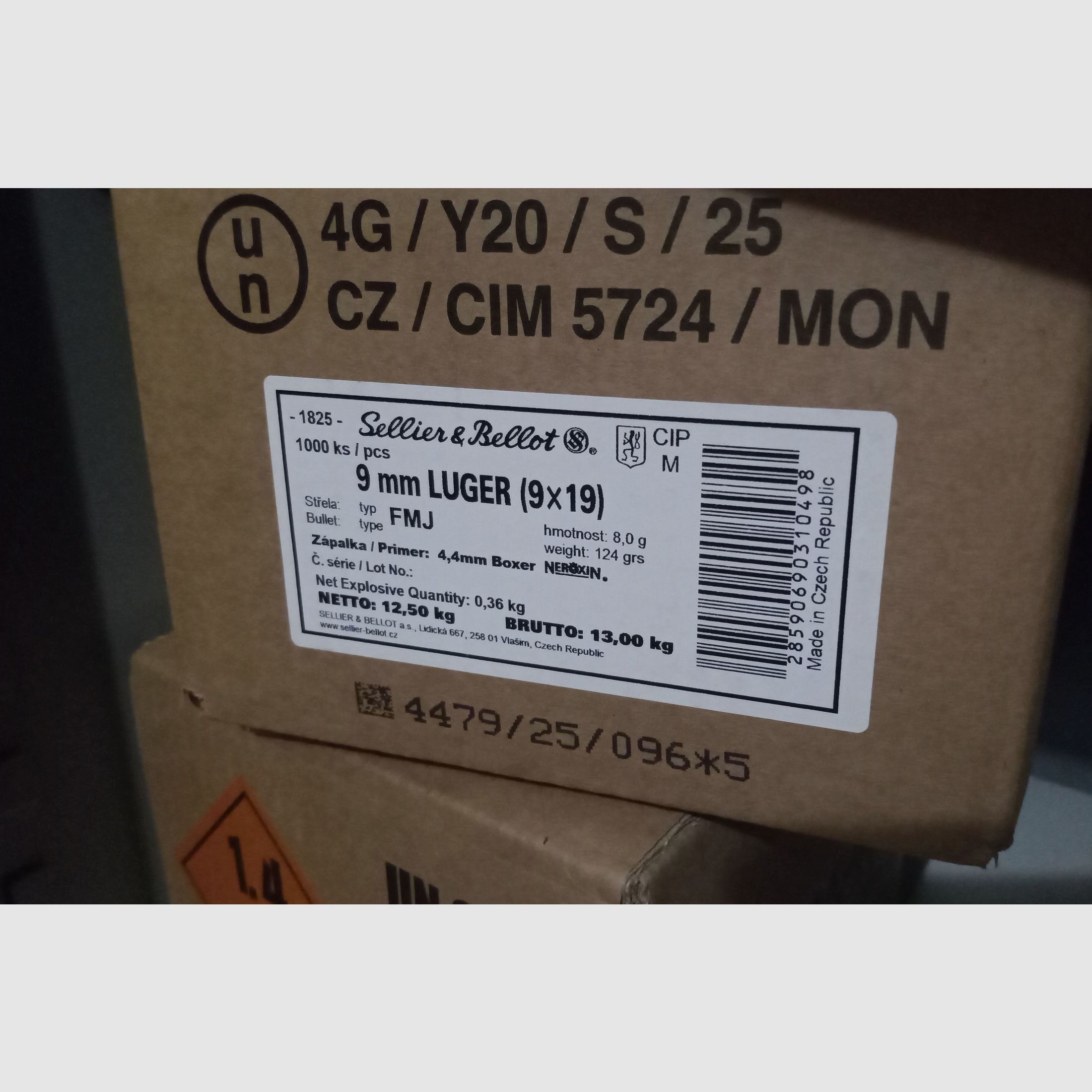 Sellier & Bellot 9 mm Luger S&B FMJ 8,0g 124grs °°°°°°°°°°°°°°°°°°°°°°°°°