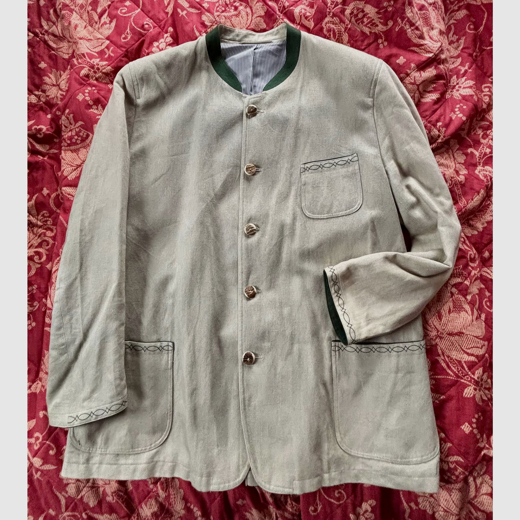 Lodenfrey, Safari beige, leggero Trachten Sommer Janker taglia 60 con veri bottoni in corno di cervo