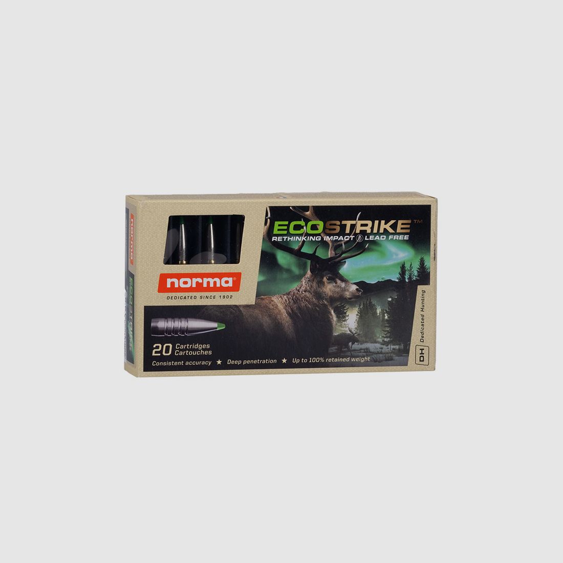 Norma 6.5 Creedmoor Ecostrike 7.8g/120gr Rifle Cartridges Lead-Free