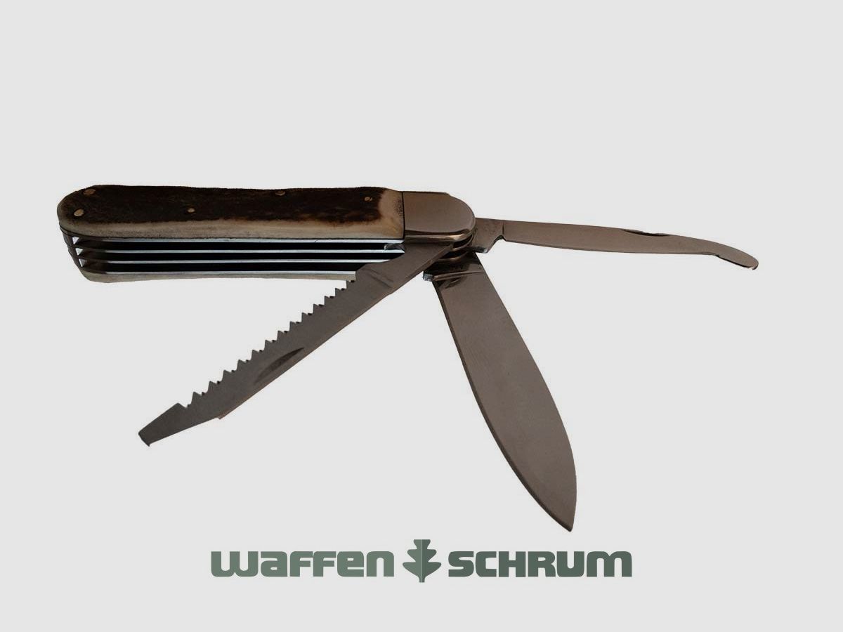 InnoMar Jagdtaschenmesser mit Hirschhorn Aufbruchklinge und Säge