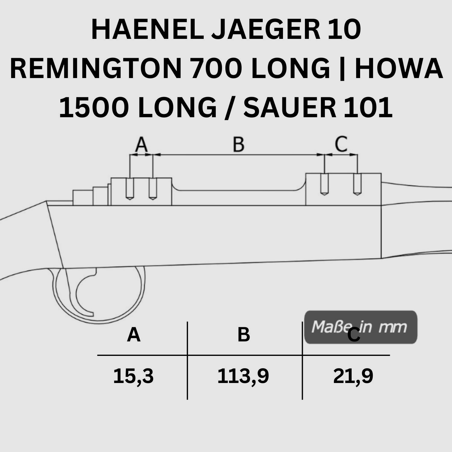 Rifle Doc Picatinny Weaver STAHL Schiene für REMINGTON 700 LA (Long Action) | HAENEL JÄGER 10 | HOWA 1500 LA | SAUER 101 | SAUER 100 | MAUSER 18 | CZ 600 Range / Lux