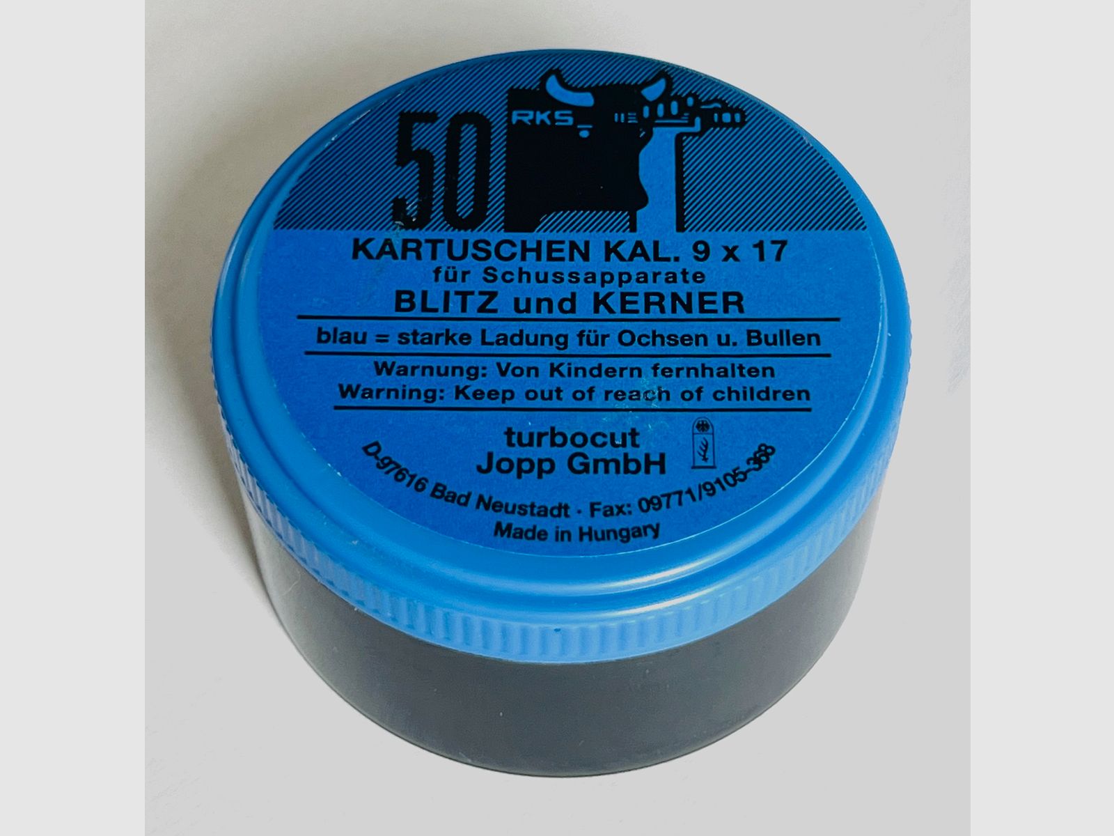 Cartouches d'anesthésie pour animaux calibre 9x17 bleu 50 pièces.