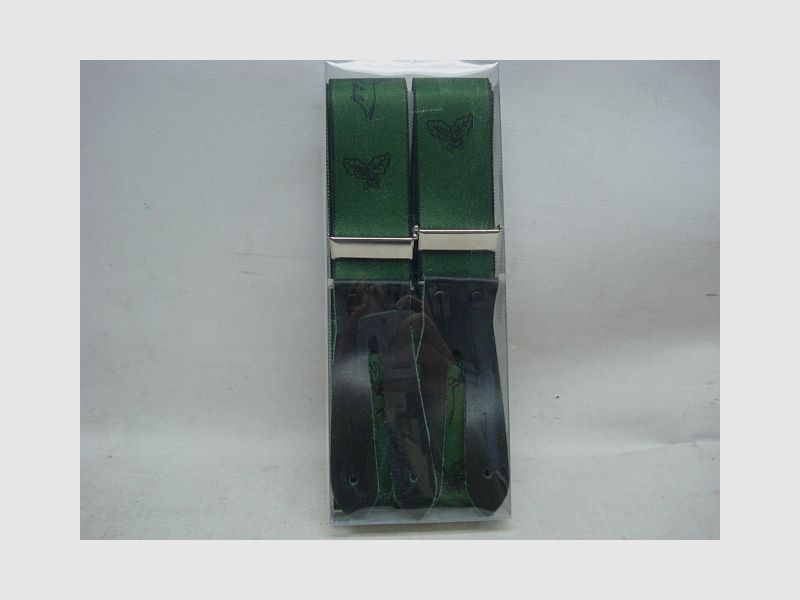 Suspenders Roe Buck with Leather - Loops Black/Green