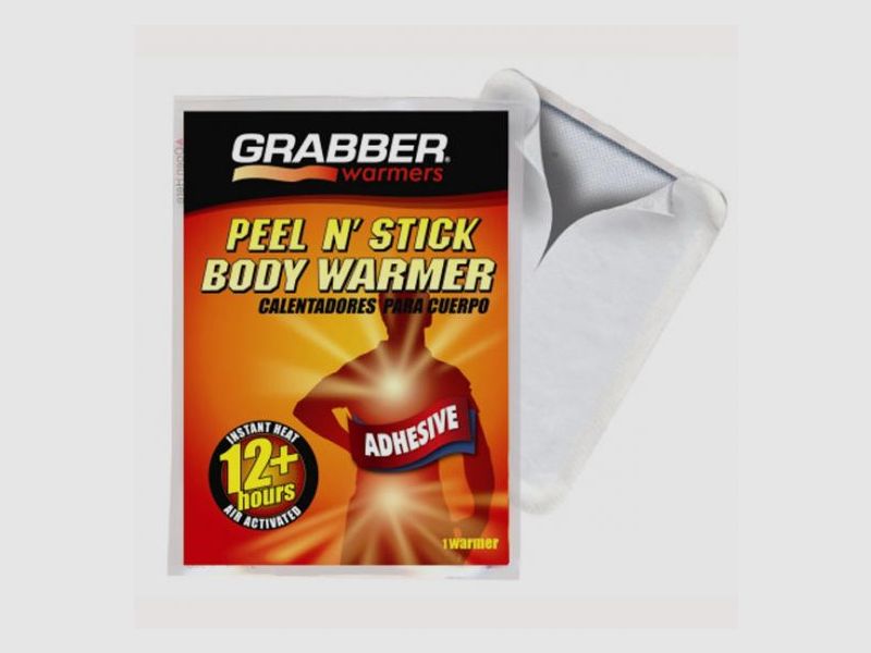 GRABBER body warmer with adhesive surface