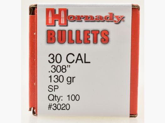 100 Hornady Geschosse .308- 130gr. Soft Point # 3020