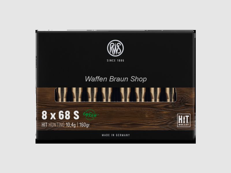 RWS 8x68S Hit 10.4g/160 grain 20 pieces