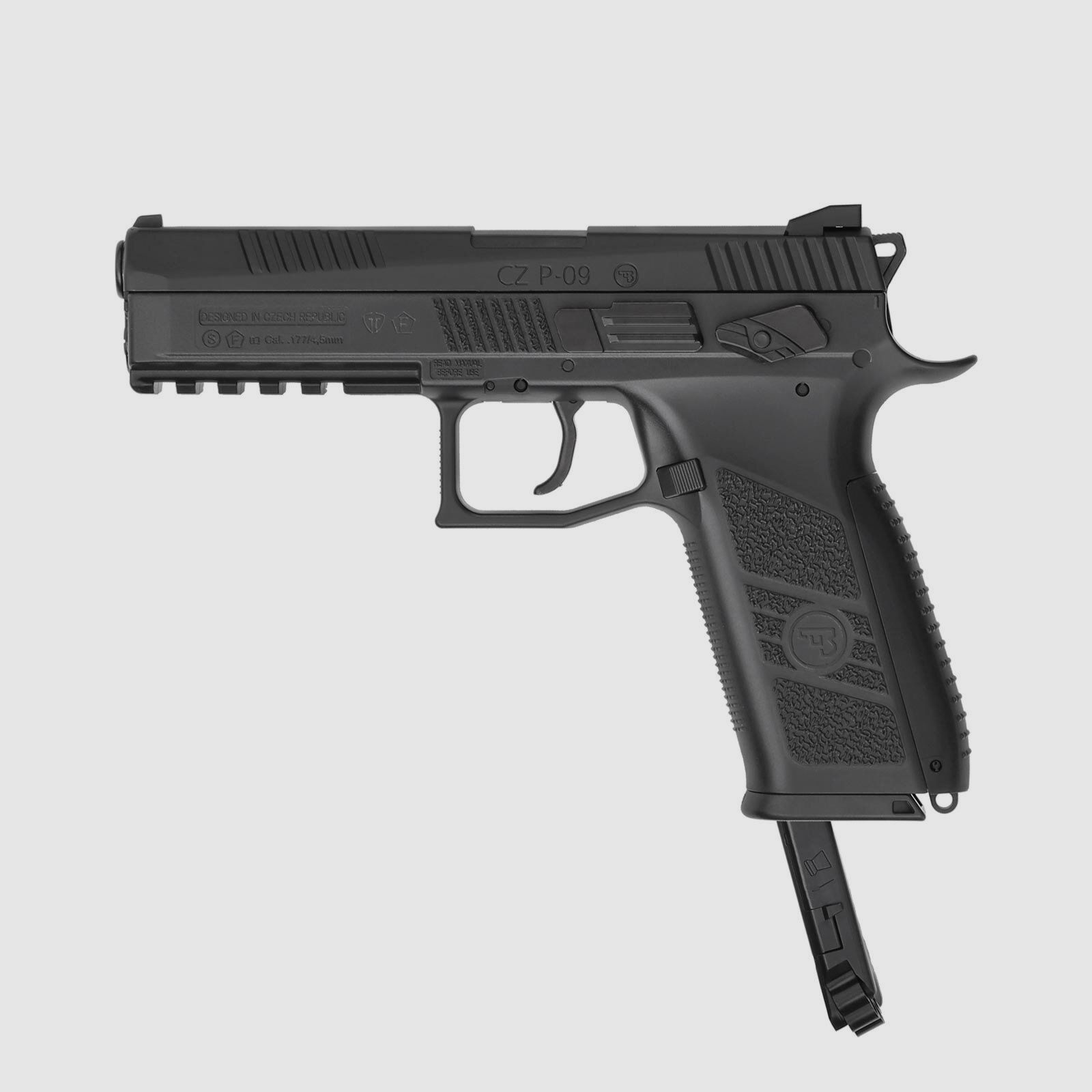 Kompettset CZ P-09 Duty 4,5 mm Diabolo/Stahl BB Co2-Pistole Blow Back (P18) + 10 Co2-Kapseln Umarex + 1500 Stahl-BB's Umarex