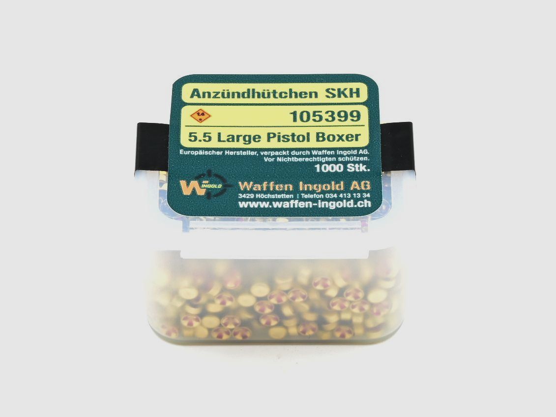 Zündhütchen SKH Large Pistol Boxer, 5.5mm, 1.000 pz, Produttore europeo
