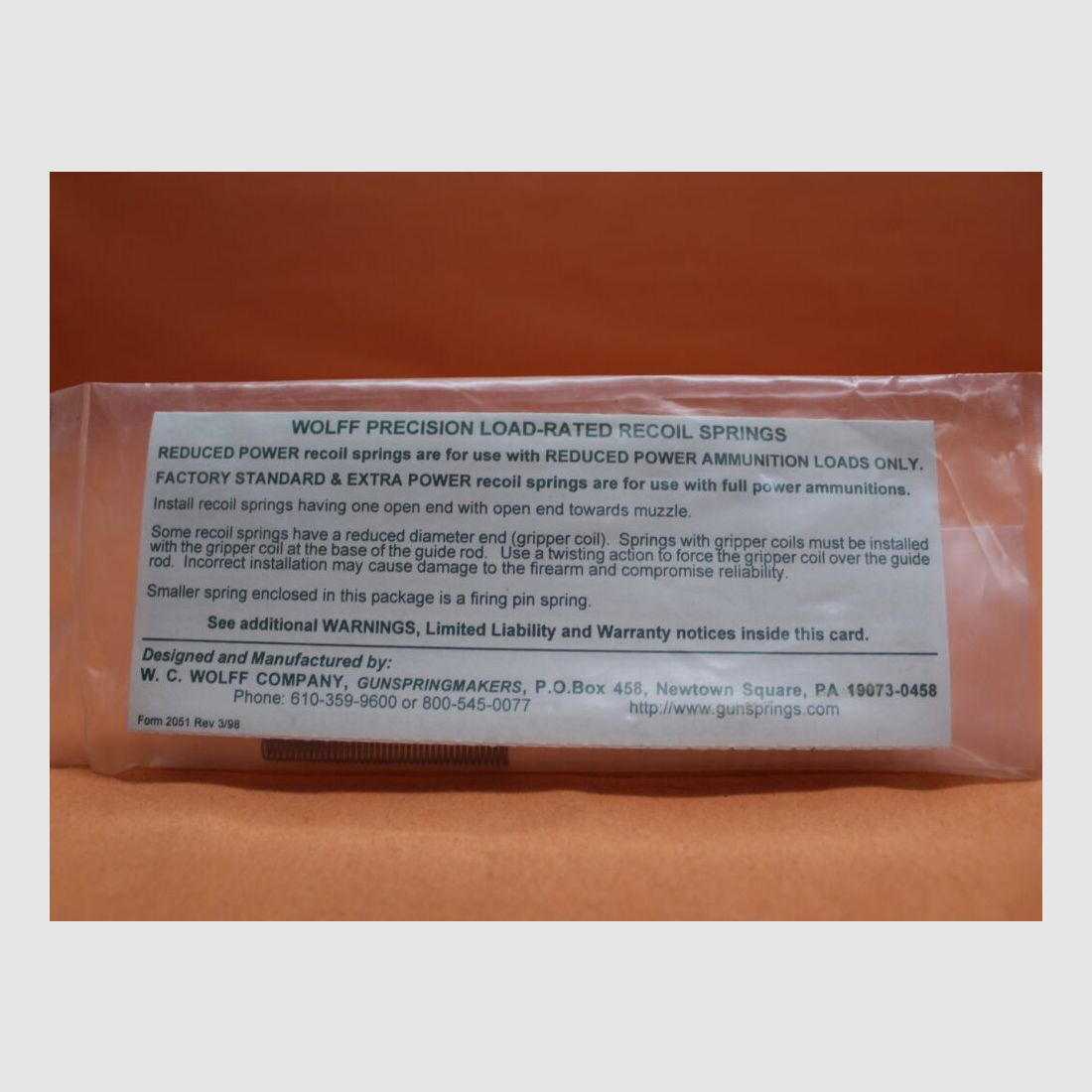 Wolff Colt 1911: Wolff sluitveer 11 lbs. Variabele kracht, incl. slagpenveer