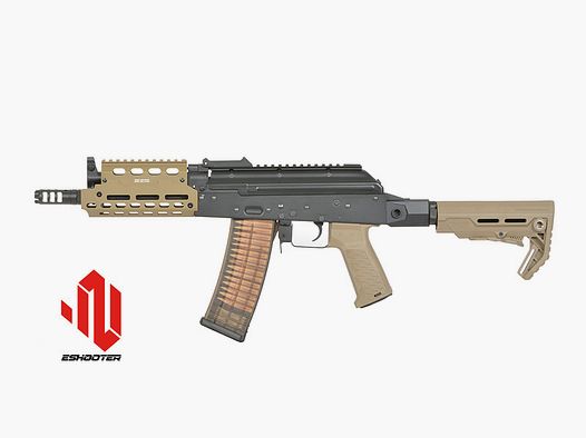 Strike Industries AK-TRAX mit Eshooter ETU S-AEG TAN