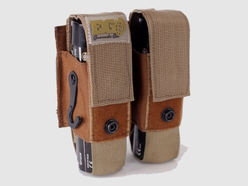 Enolagaye grenades fumigènes Molle double poche (Désert / Tan)