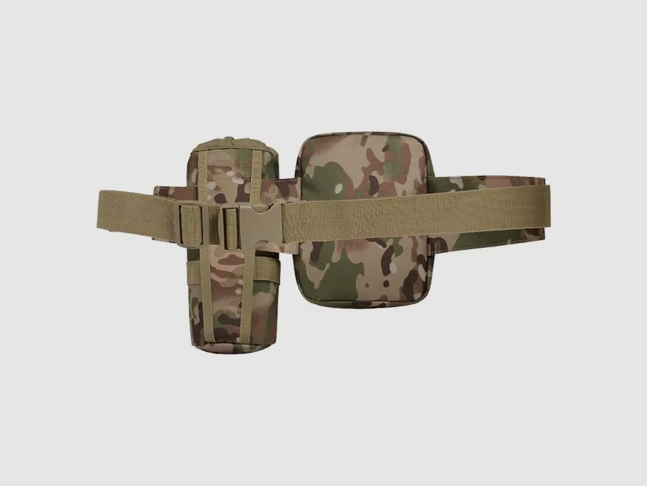 Cinturón de cintura "Allround" de Brandit con bolsa + soporte para botellas - Camuflaje táctico