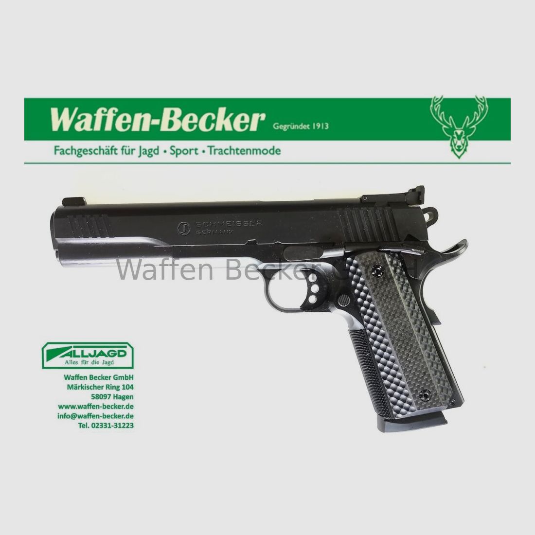Schmeisser (Waffen Schumacher) Schmeisser Hugo 1911 Kal. .45ACP 6", zwart