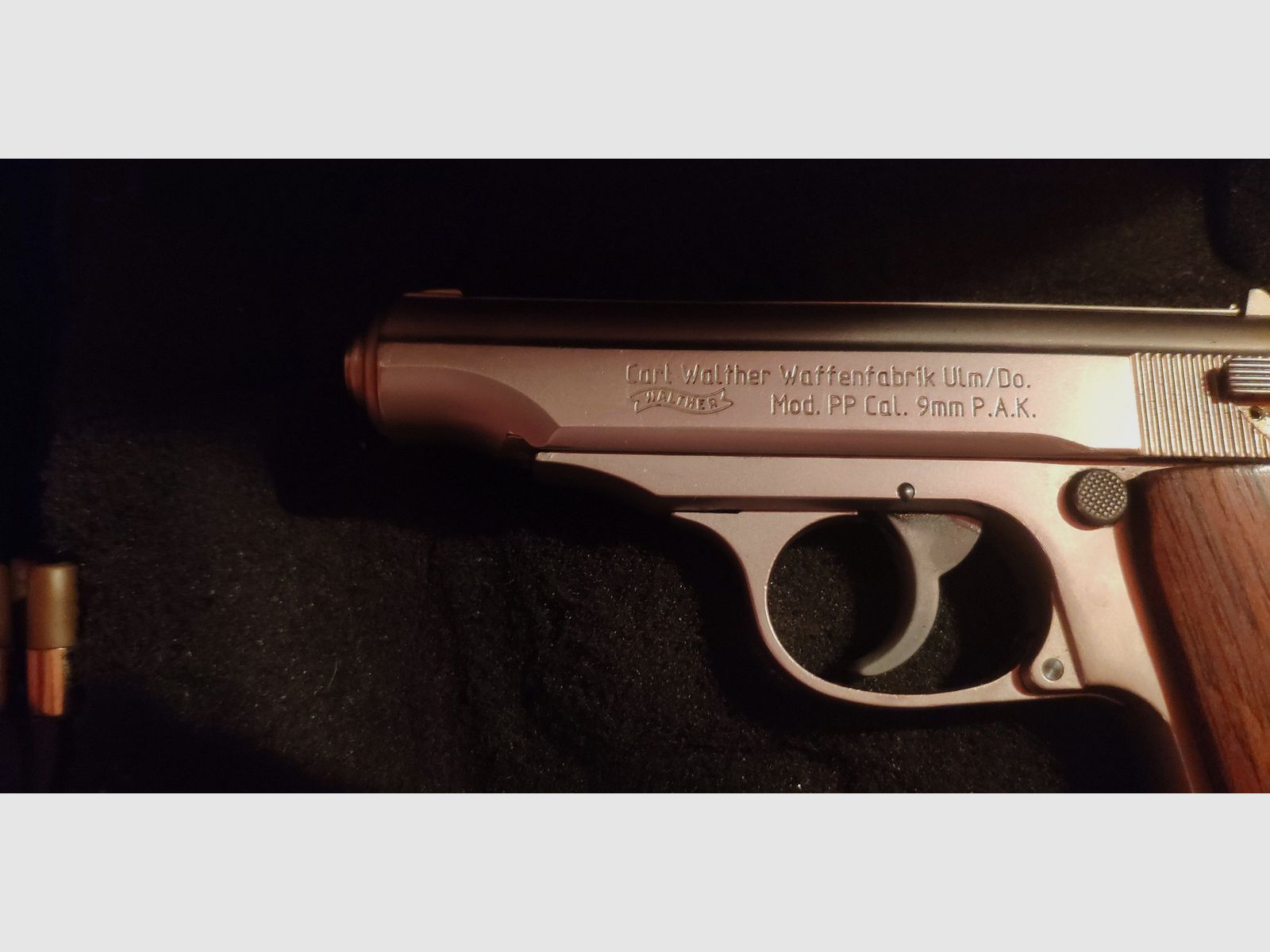Walther PP, 9mm PAK Ersatzschlitten vernickelt