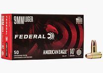 Federal American Eagle 9mm Luger 147GR FMJ 50 cartouches