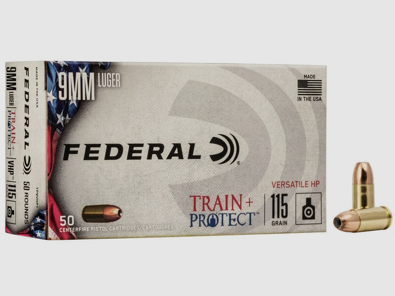 Federal Train+Project 9mm Luger 115GR JHP 50 cartucce