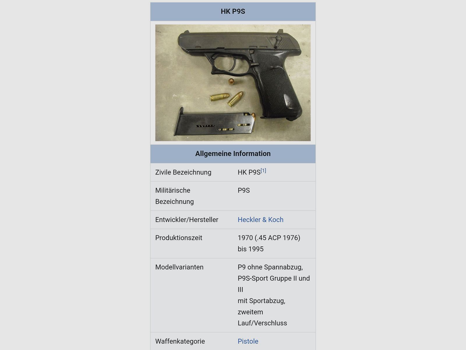 Heckler & Koch P9S 9mm 
