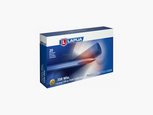 LAPUA 308 WIN 200GRS FMJBT SUBSONIC 20 STK