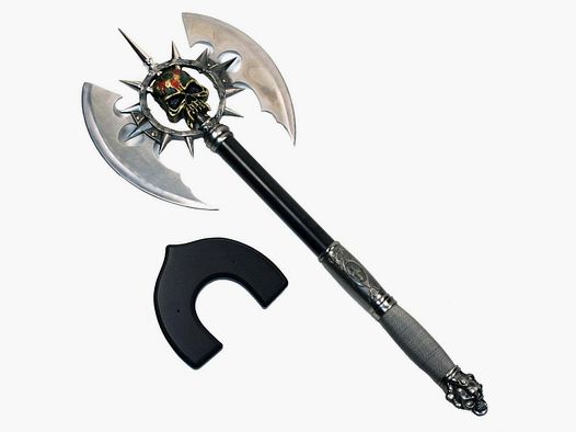 Fantasy axe skull with wall mount