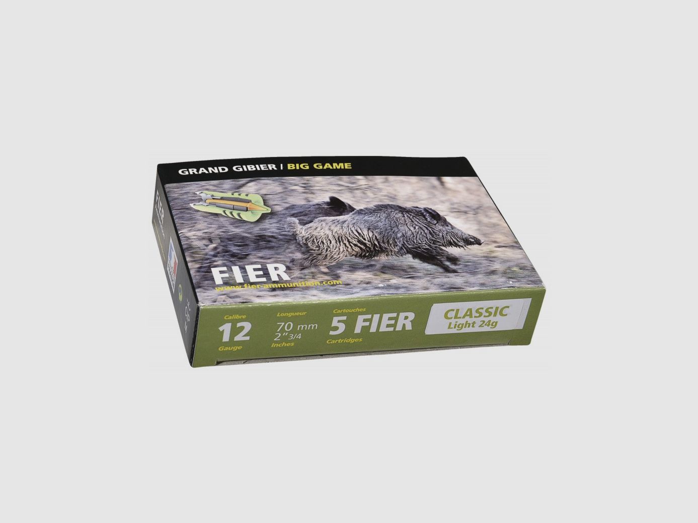 Box mit 5 Patronen Fier 24 Classic Light Kal. 12 / 70mm 24,5 g Filz