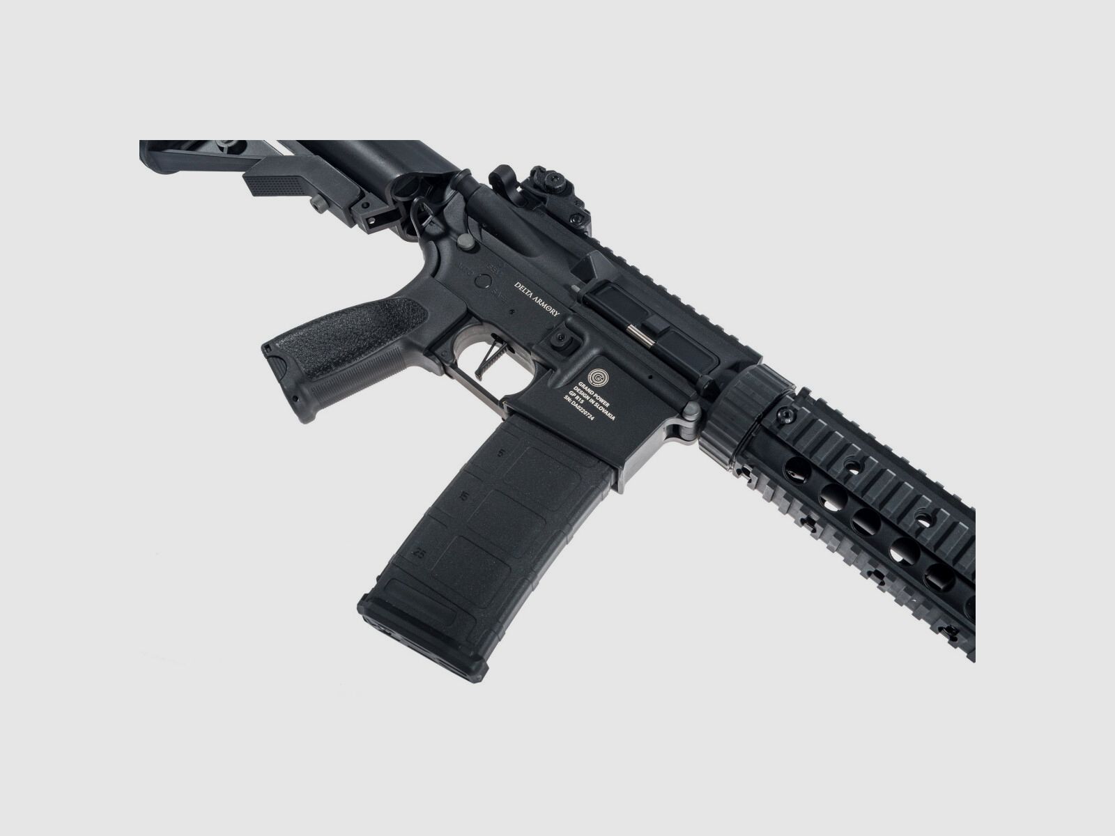 Grand Power AR15 SilentOps 7 Zoll CHARLIE Delta Armory Schwarz S-AEG Airsoft Gewehr Frei ab 18 Jahren