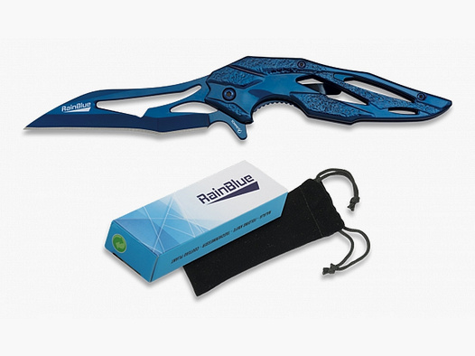 federunterstütztes Karambit Taschenmesser - blau Skelettmesser m Clip