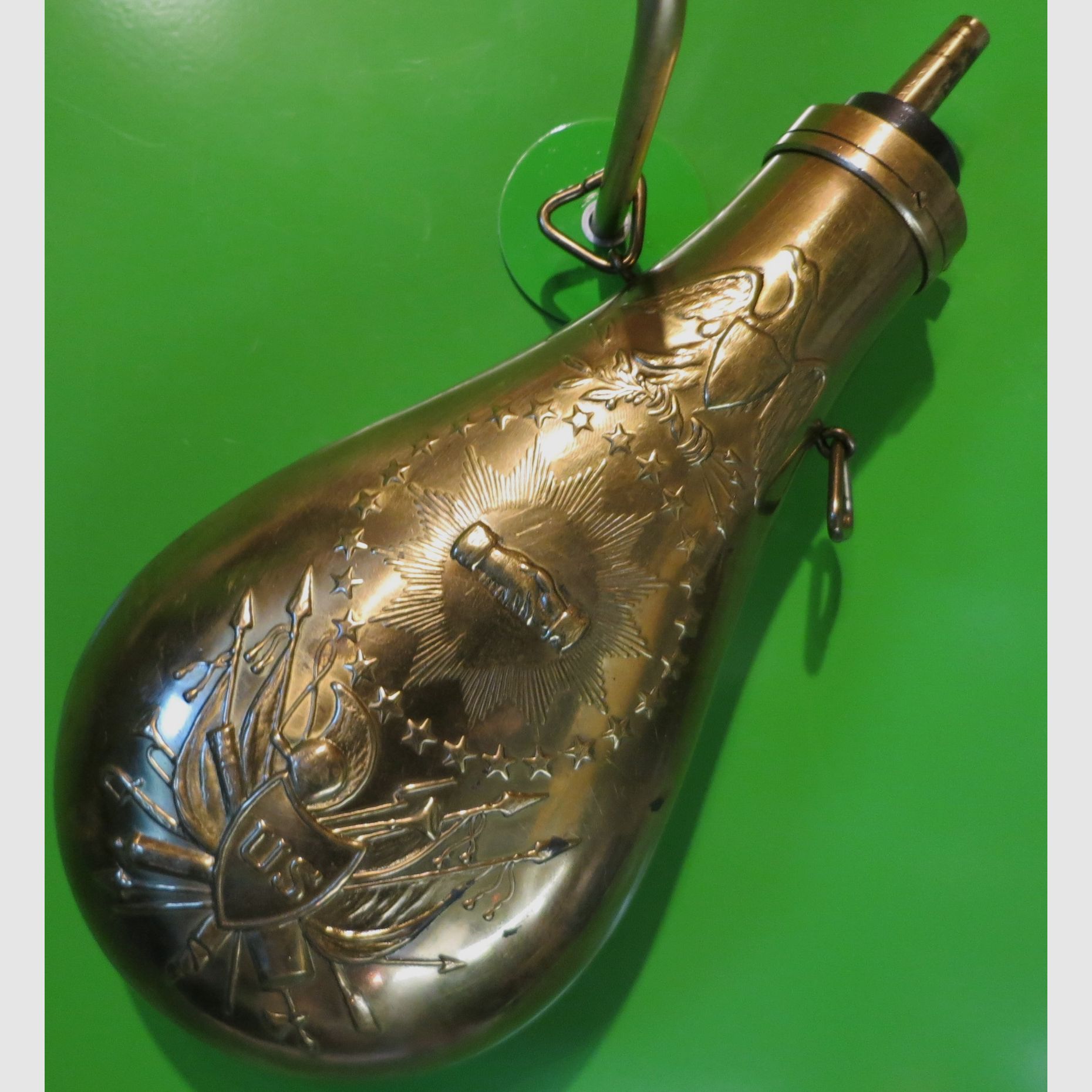 Flacone di polvere modello ZOUAVE BRASS, caricatore anteriore