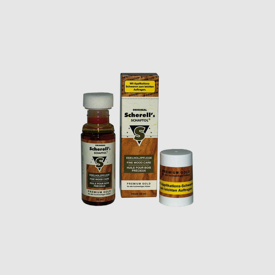 Scherell's Schaftol Premium Gold, 50ml mit Applikationsschwamm