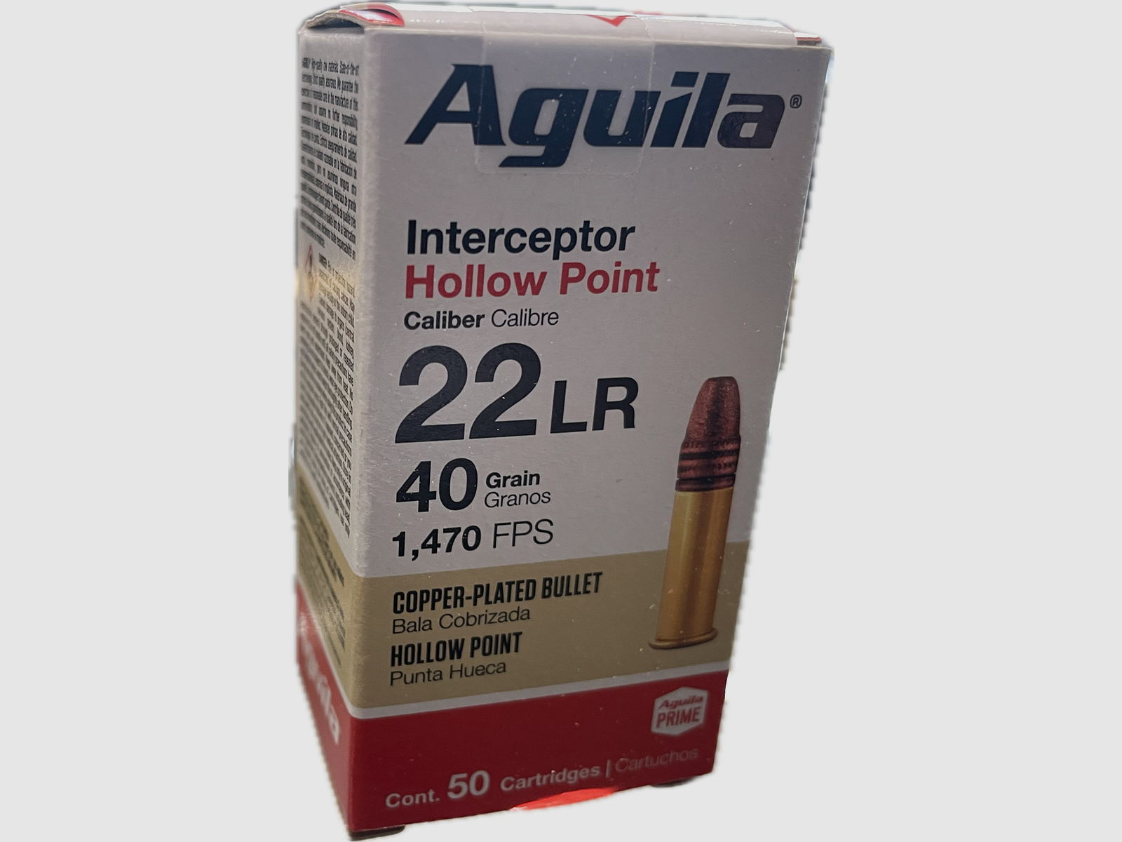 AGUILA INTERCEPTOR CPHP .22LR - PUNTA CAVITÀ. - 50 PATRONI, immagine 3 di 3