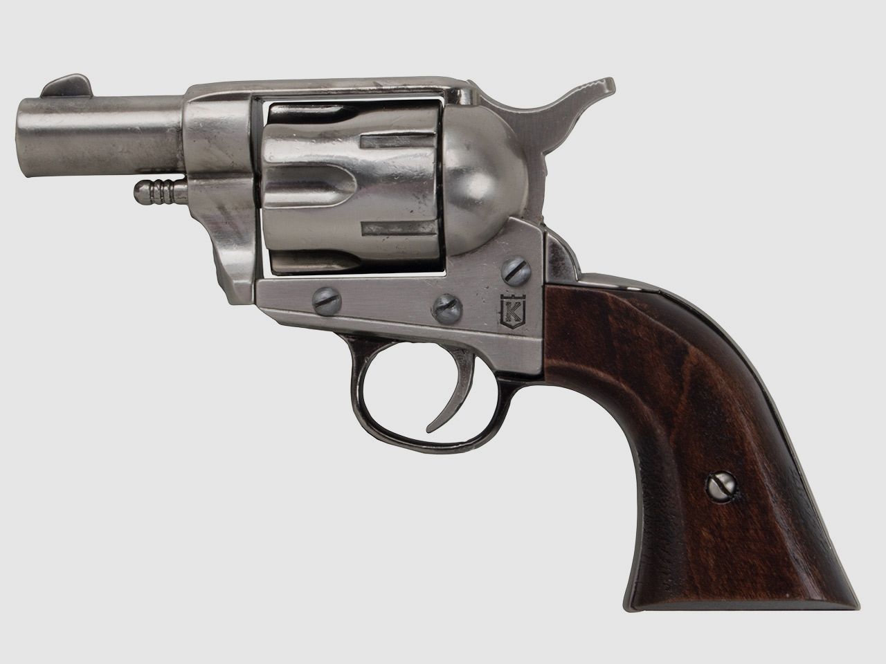 Deko Revolver Kolser Colt SAA Single Action Army Snub Nose 2,5 Zoll Holzgriffschalen nickel poliert