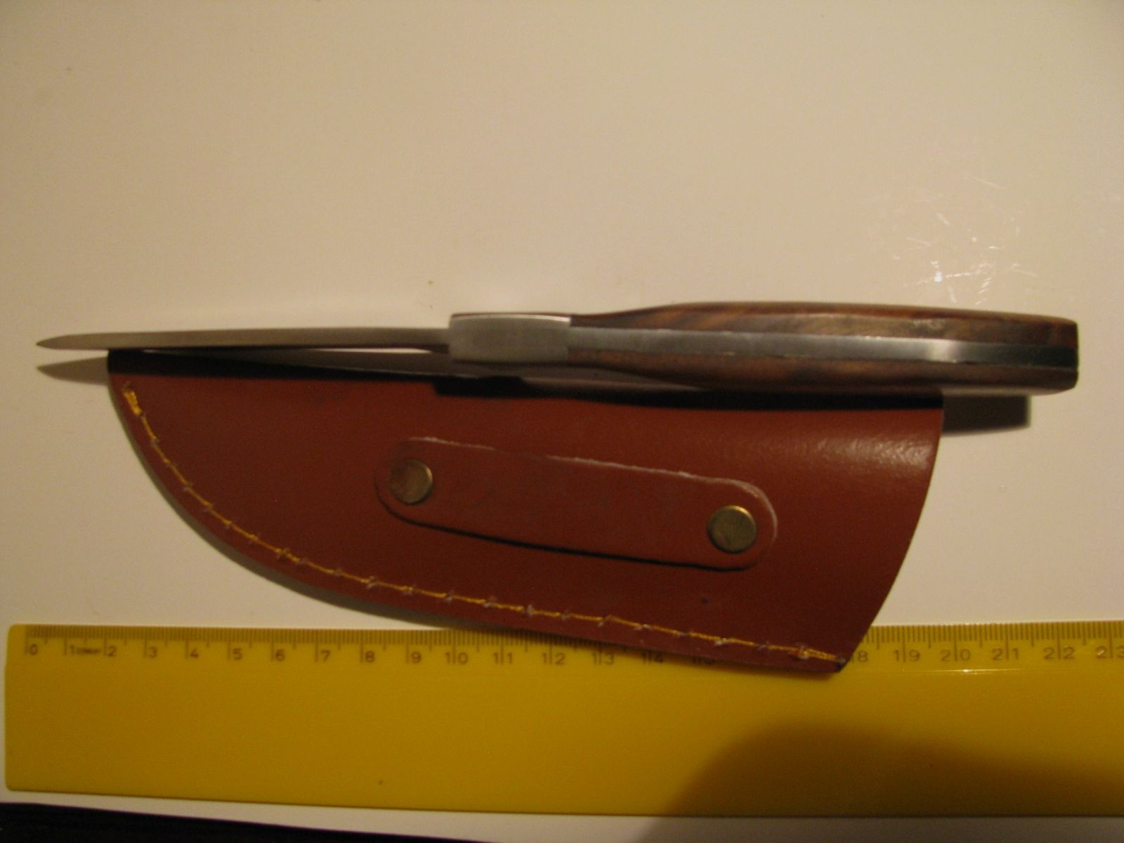 Haushaltsmesser, Campingmesser, Jagdmesser usw., brauner Holzgriff, Lederhülle 