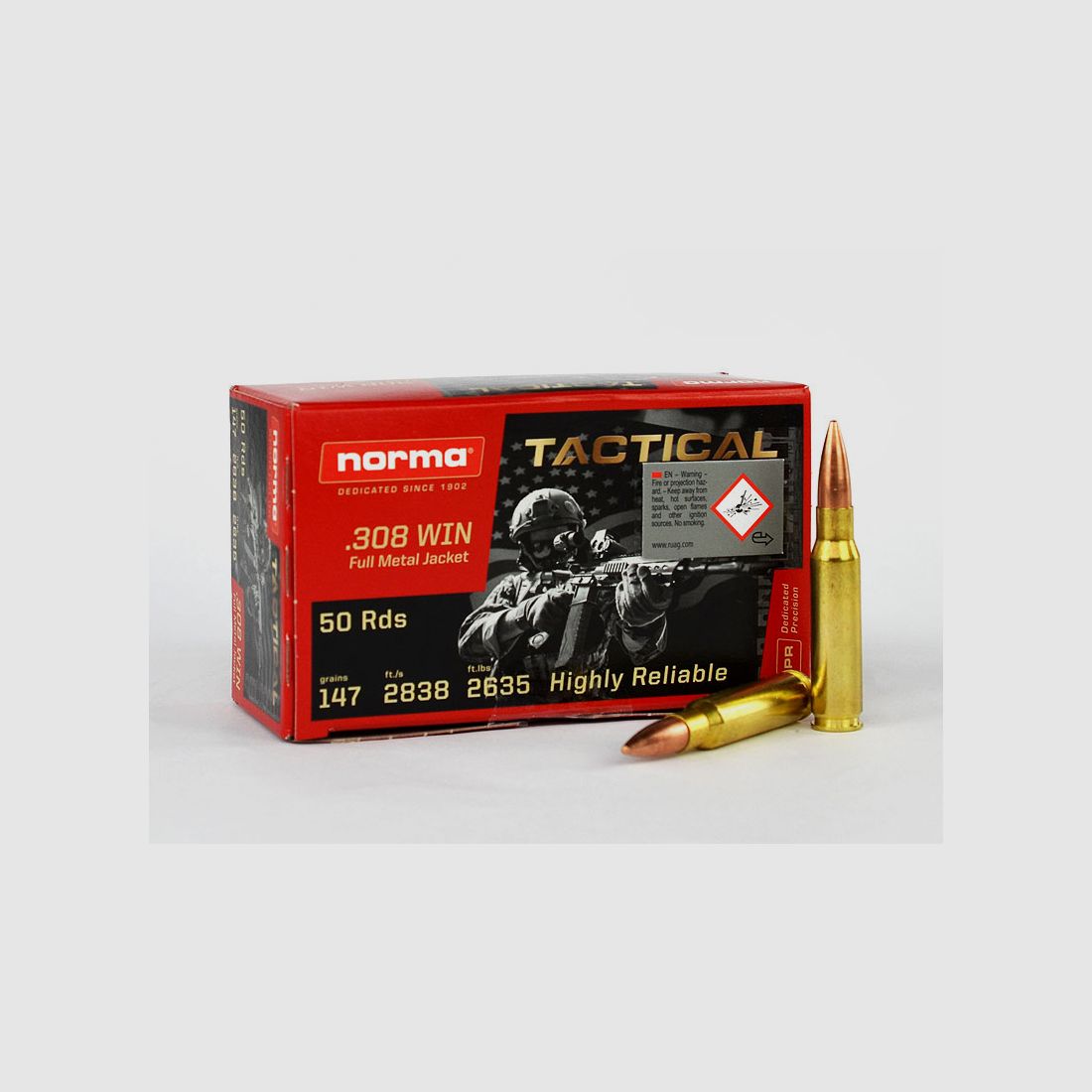 NORMA .308 Winchester TACTICAL, FMJ 147 grs 1 Packung (50 Schuss á 0,998 €*)