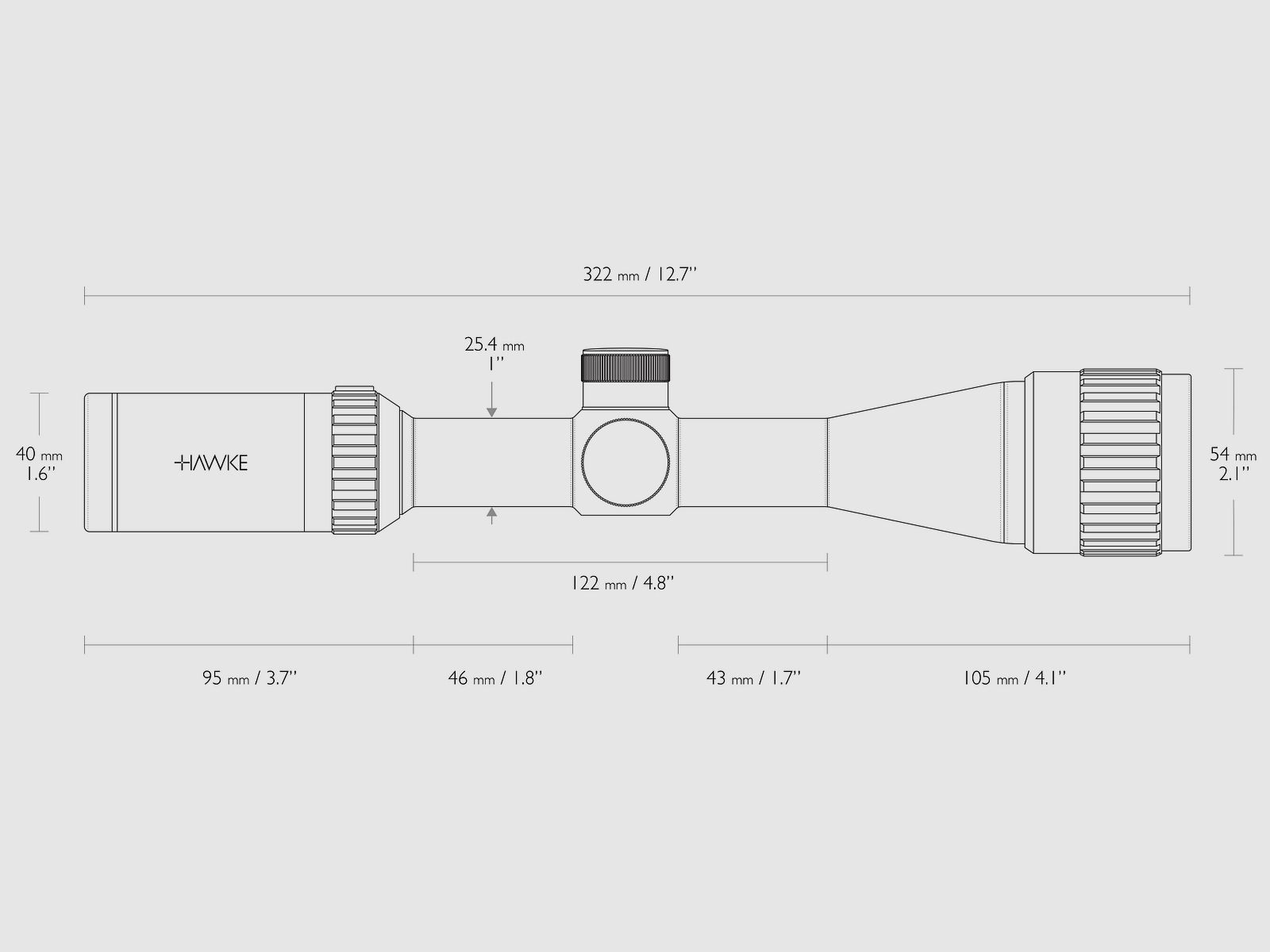 HAWKE 14123 Zielfernrohr Vantage 3-9x40 AO mit MIL DOT Absehen Wasserdicht