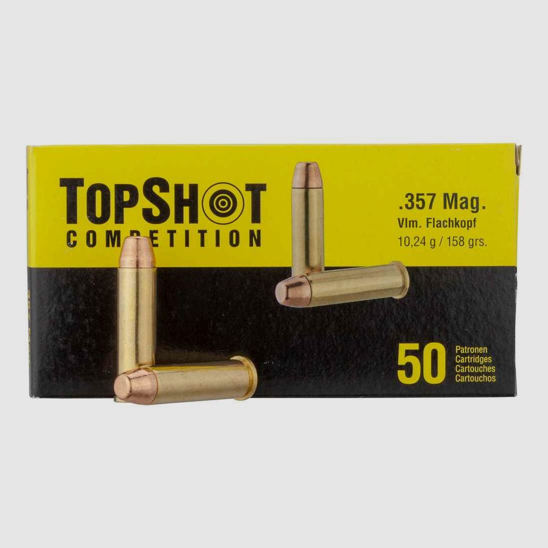 .357 Magnum Vollmantel-  Flachkopf 50 Patronen 158grs - TopShot