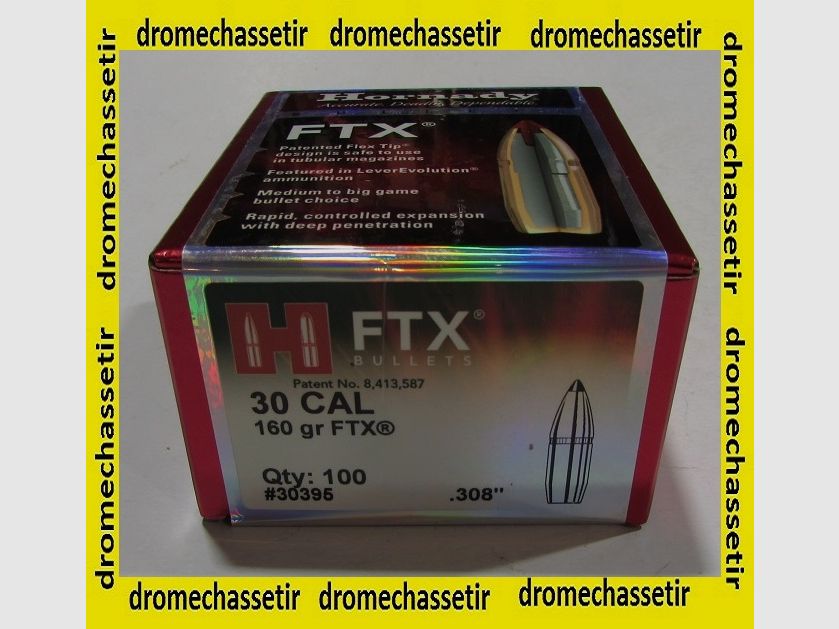 Box mit 100 Geschossen Hornady FTX Kal. 30-30 Win Gewicht 160 Grain Ref 30395