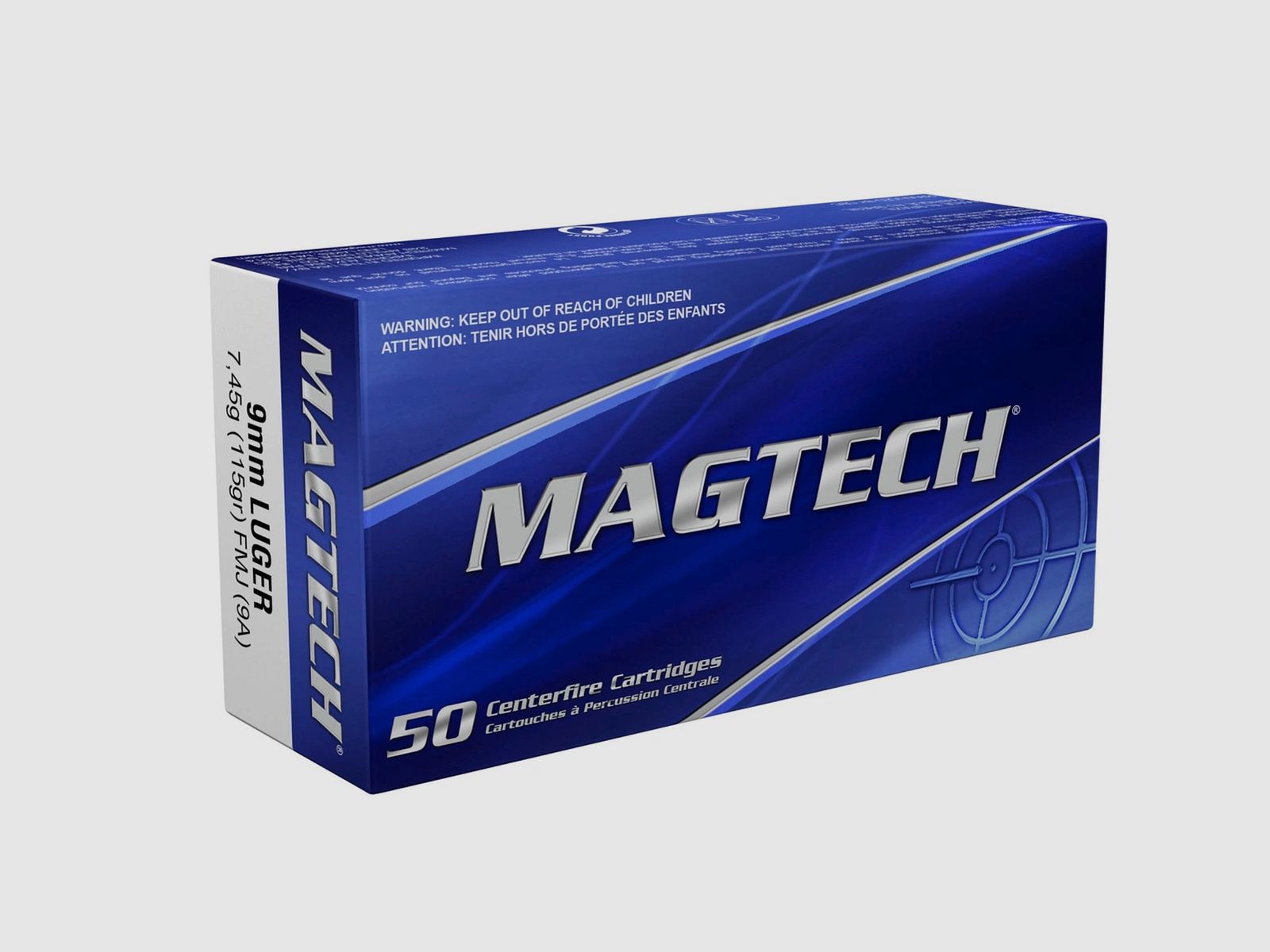 Magtech 144800 9 mm Luger Vollmantel 7,45g/115grs. Pistolenmunition