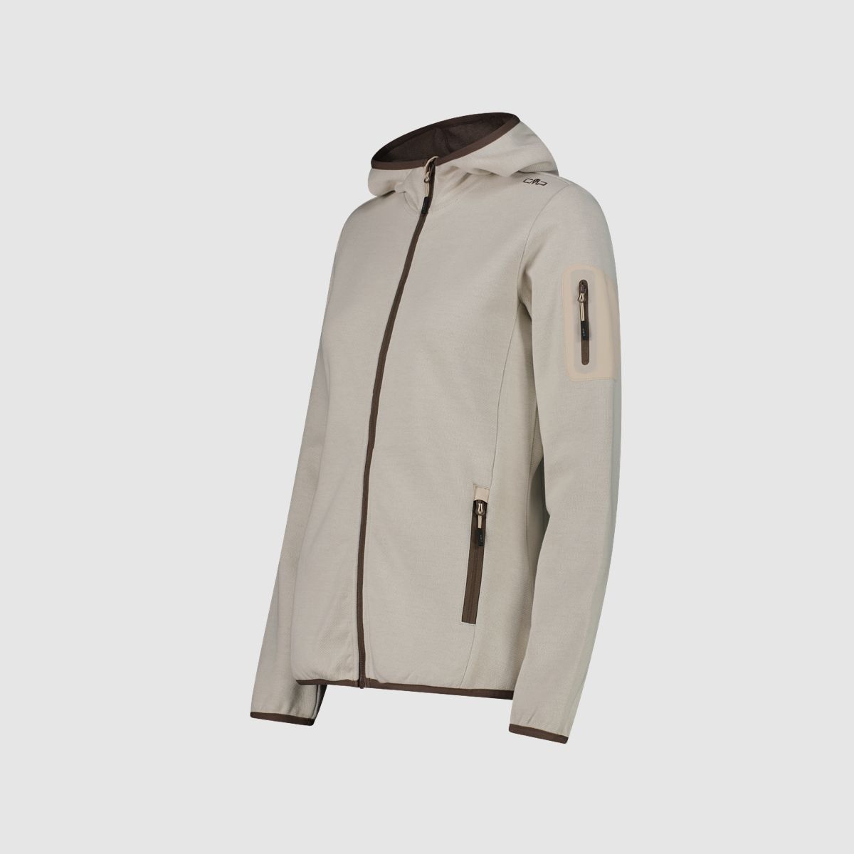 CMP Knit-Tech-Fleece mit Kapuze und Mesh Beige
