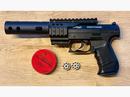 Walther CO2 Pistole NightHawk - im Koffer plus Zubehör
